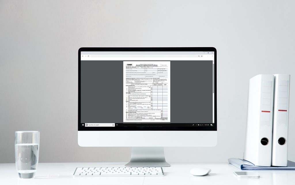 Computer Screen with Tax Document