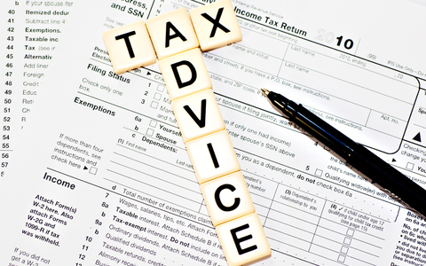 Tax Advice in Tiles above tax document